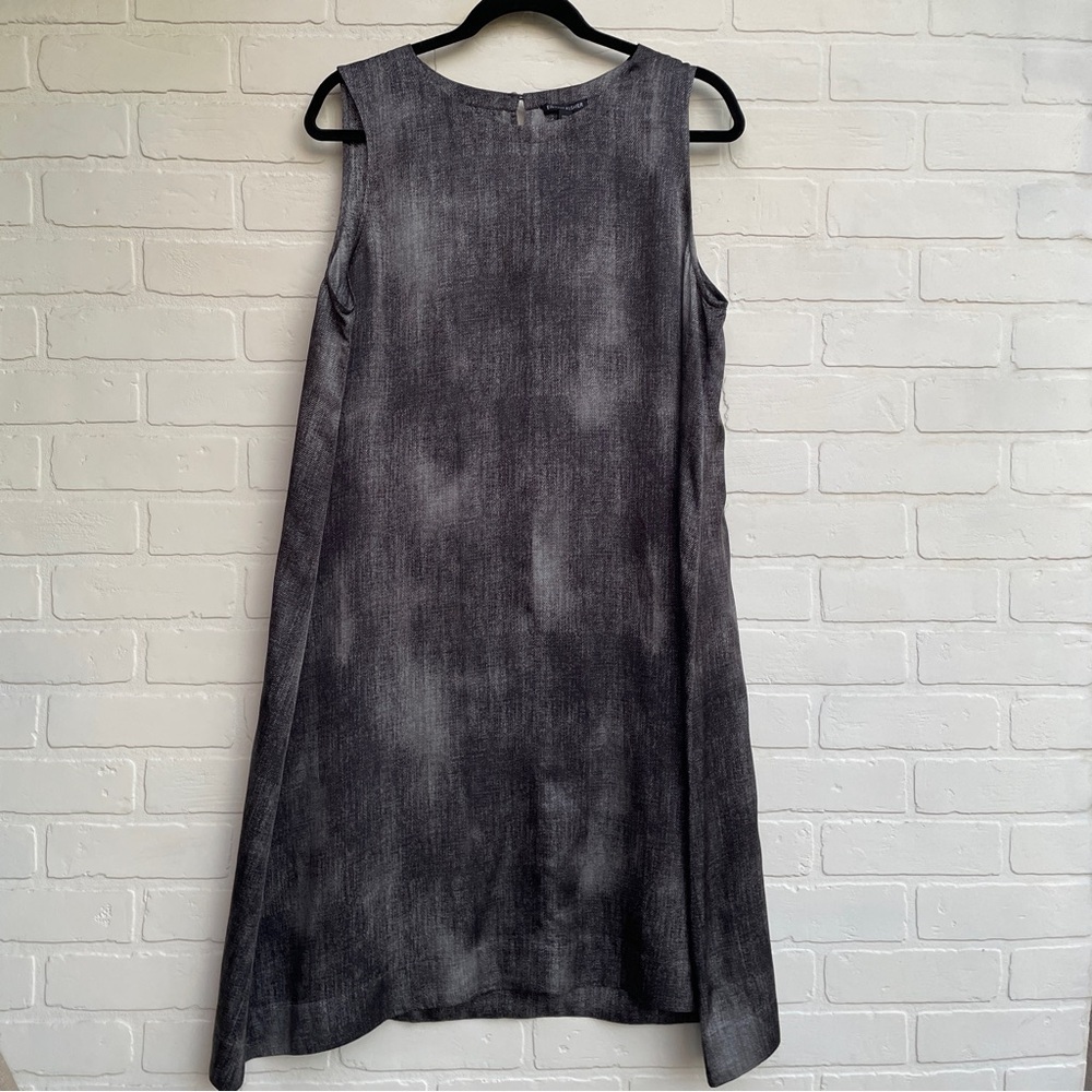 Eileen Fisher Silk Blend Black/gray Sleeveless Shift Dress